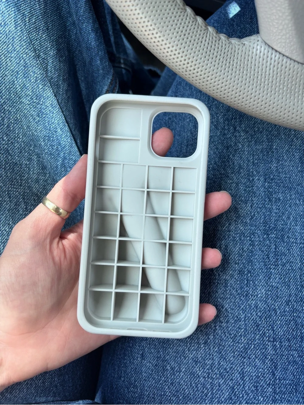 iPhone 15 pro rhode Silicone Phone Case with Lipgloss Holder — Light Gray